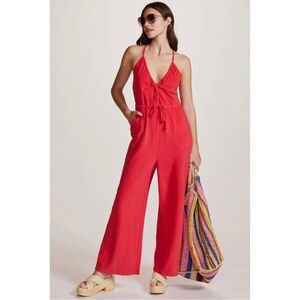 Anthropologie Red Jumpsuit